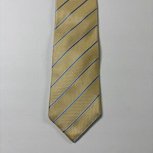 Tasso Elba Men's Business Neck Tie Yellow Blue Stripes Repp 100% Silk